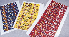 A sample print run for a Nestl&Atilde;&copy; frozen novelty wrap promoting Walt Disney?s Hercules movie displays the impression-by-impres