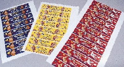 A sample print run for a NestlÃ© frozen novelty wrap promoting Walt Disney?s Hercules movie displays the impression-by-impres