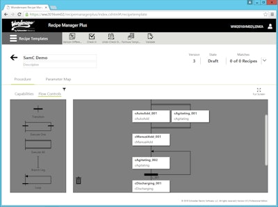 Recipe template for Recipe Manager Plus. Source: Schneider Electric