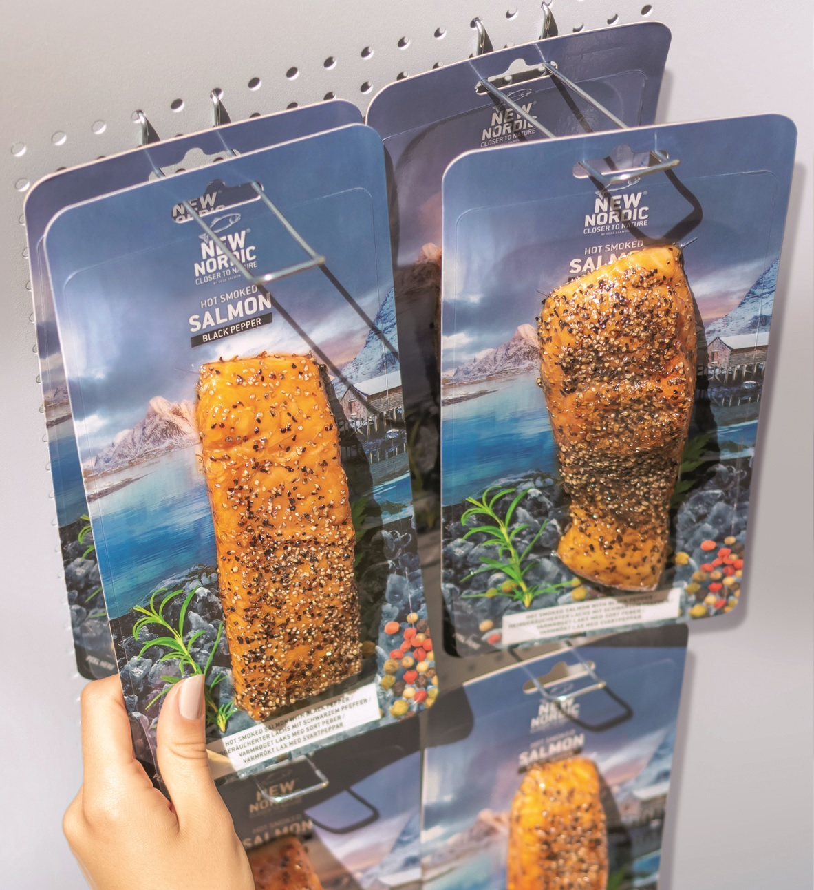 Attractive salmon packs from Denmark's Vega Salmon.