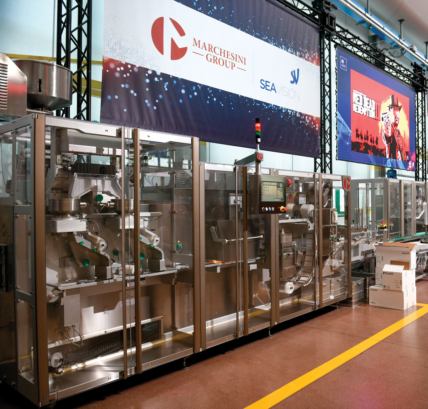 The line assembled by Marchesini to demonstrate its Industry 4.0 program consisted of three machines for primary, secondary, and tertiary packaging of pharmaceutical blister packs.