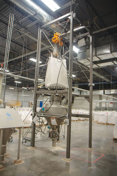 The bulk conveying system from Shick Esteve helps move product through Honeyville’s closed processing system, which confines product to different rooms during each stage of the manufacturing process in order to prevent cross-contamination.
