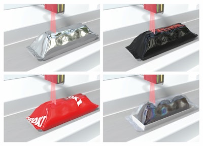 The reference technology of Leuze’s DRT 25C enables the detection of packaging with a wide range of colors and transparency as a deviation from the conveyor belt surface. Photo courtesy of Leuze.