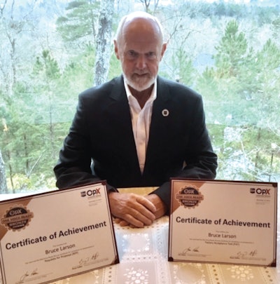 Barry-Wehmiller’s Bruce Larson shows off his One Voice Ready certificates for RFP and FAT. He was the first OEM to get the new certifications.