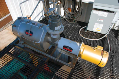 The Centri-Sifter centrifugal sifter at the distillery runs at a higher voltage than normal in order to screen heavy, sludgy stillage.