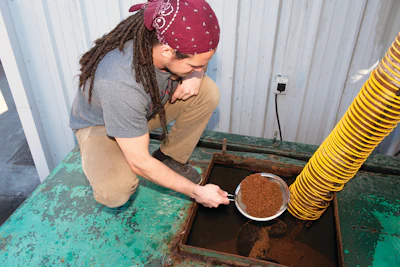 Dewatered grain (stillage) with about 80% moisture content is used for animal feed.