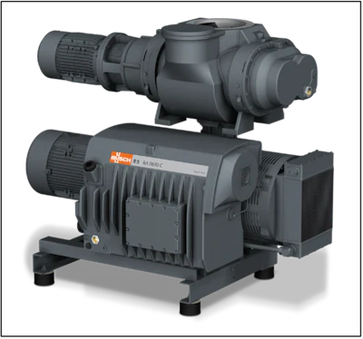 Fig: 4: A standard system from Busch Vacuum Solutions includes an R5 rotary vane vacuum pump as backing pump and a PANDA vacuum booster. Image courtesy of Busch Vacuum Solutions.