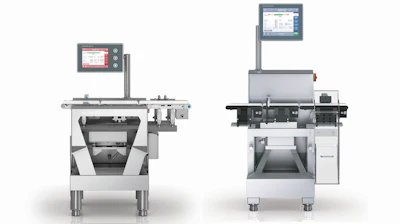 The EMFR weigh cell in the Wipotec-OCS checkweigher models HC-M and C-A shown above is found in the center of the machines, just under the centrally located weight bed conveyor.