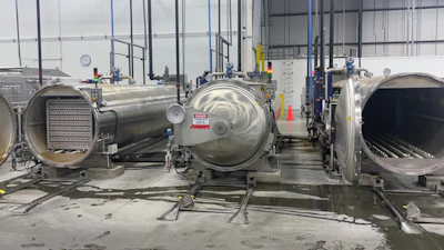 NaturPak operates six Surdry retort chambers—three for each line—that cook and sterilize the pet food products in-pack.