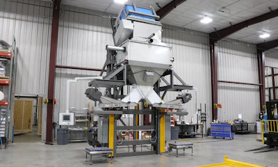 The integrated dry ice process includes a crusher, scale system, and customized feeder and controls required to report diagnostics.