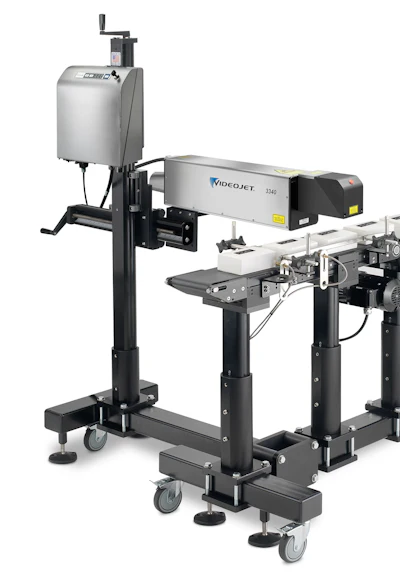Cartons are laser marked with the lot, expiration date, and a 2D barcode by a Videojet 3340 CO2 laser marking machine. (Image credit: Videojet)