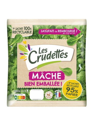 In response to the French ban on plastic for produce products, Group LSDH replaced its transparent polypropylene (PP) packaging for its Les Crudettes packaged salad range with recyclable functional barrier paper.