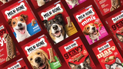 Dog imagery, designed to mimic the exciting moment a dog looks up at you for a treat, was evolved to become a larger, even more important element of the packaging.