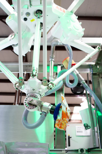 The Visibot-LV from Fallas incorporates an ABB IRB-390 Flexpacker delta robot in a Fallas Adabot frame for case-packing of club-store packaging.