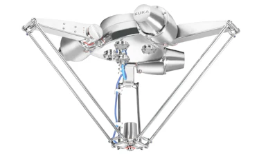 For hygienic pick-and-place applications in pharmaceutical as well as food and electronics environments is a new robot from Kuka Robotics, the KR 3 DELTA.