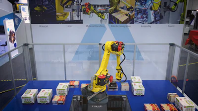 Shape Process Automation (SPA) and Mujin demonstrated a mixed-case depalletizing and palletizing solution at Automate 2022.