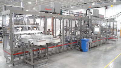 The fully automated custom monobloc cartoning, case packing, and palletizing system at Underwood Ammo.