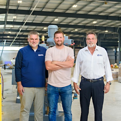 Brian Ebie, COO; Jordan Hamrick, President; Phil Hamrick, CEO, standing in the machine shop of Hamrick's new facility in Kent, OH