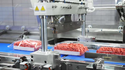 Ground Meat Being Sealed