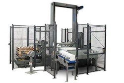 The Model 72 low-level palletizer, which handles cases, trays, display packs and totes, features an Allen-Bradley PLC, IEC motor starters, and variable frequency motor drives.