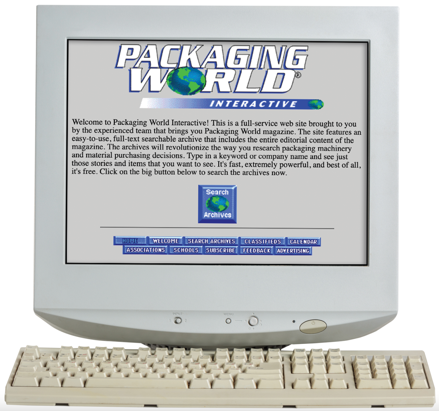 Packaging World's first website, circa 1995.