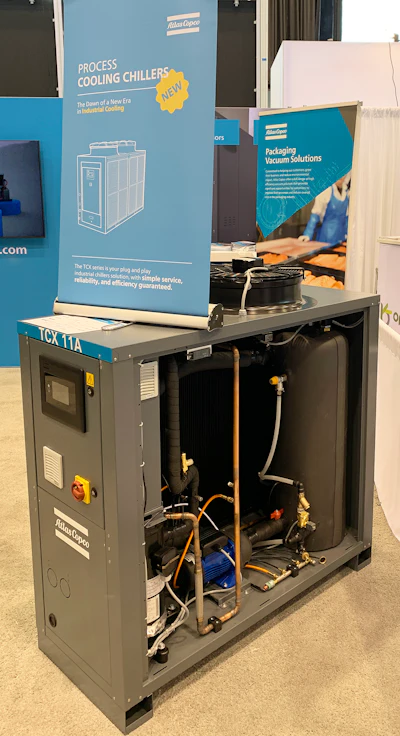 Atlas Copco demonstrated its new process cooling chillers at PACK EXPO International. Shown here is the TCX 11A.