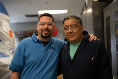 Michael Johnston, Tunnel Testing and Development Technician and Luis Melgar, Machine Shop Manager