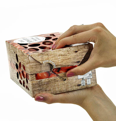 Rutgers Printing & Packaging Solutions board tomato pack.