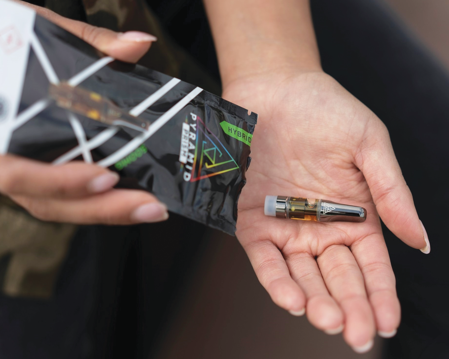 Printed pouches are the secondary packaging for vape cartridges by Pyramid Pens, a Loud Labs brand.