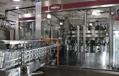 The ProBrew ProFill filler (shown) and seamer are capable of 200 cans/min speeds. At Voodoo, cruising speed is currently closer to 120 cans/min, but the brewery is gradually ramping up throughput.