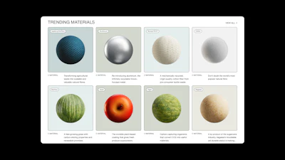 Included on the platform are more than 100 materials, searchable by their attributes.