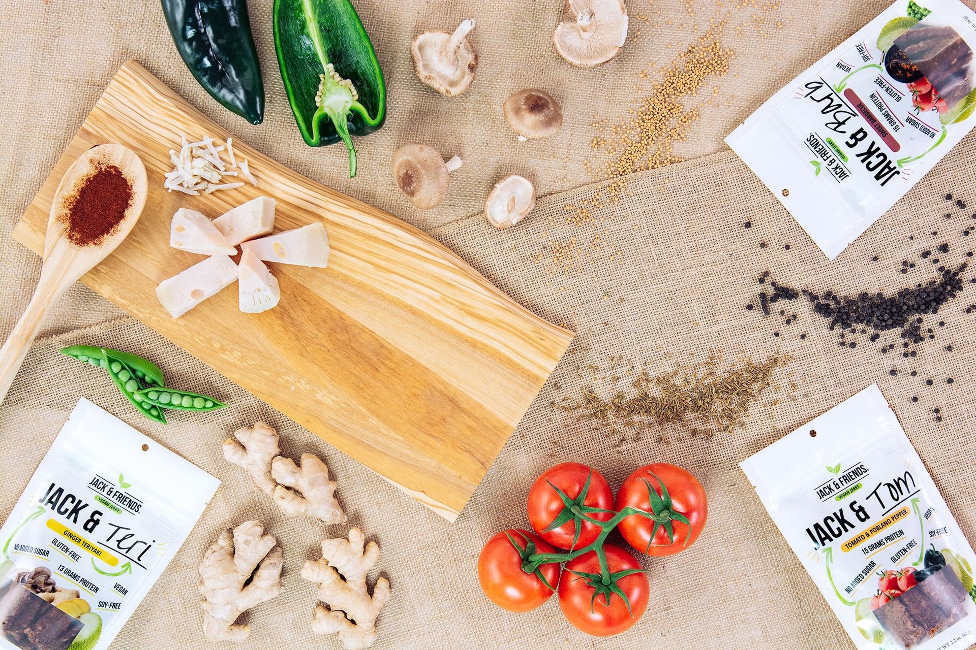 Jack & Friends makes jerky based on jackfruit and pea protein. The company launched its three-SKU set of products in mid-2020.