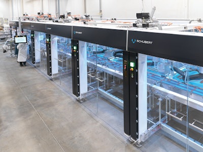 A modular design allows for many different functions within the system, including collating individual product from a loosely arranged infeed, whole-layer picking and placing into carton bottoms, wax paper application, and carton lidding.