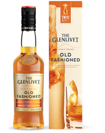 The Glenlivet uses 375-mL glass bottles containing eight servings instead of traditional 750-mL bottles that would contain 16 servings. For practical purposes, straight whisky doesn’t spoil or expire. But mixed whisky should be refrigerated and consumed within two weeks, so the smaller form factor makes more sense.