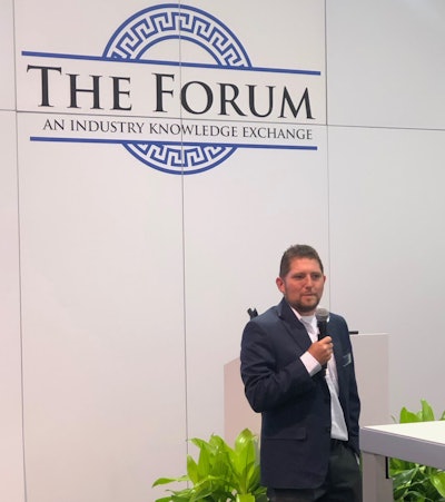 Andy Lomasky, PMMI's senior director of IT, presenting on AI in manufacturing at PACK EXPO Las Vegas 2023