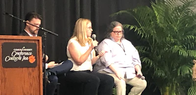 Kyla Fisher of AMERIPEN (l.) and Rebecca Marquez of PMMI shared insights gathered from a joint survey and resulting report, ‘The 2023 Packaging Compass,’ at FRESH 2023.