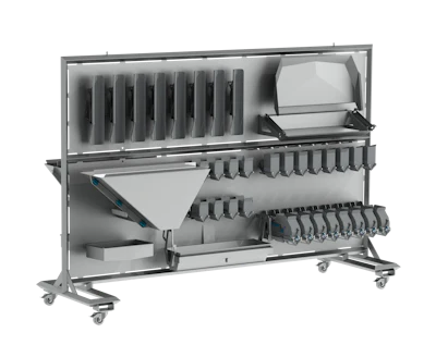 Tool-free mounting and dismounting at the Washdown Trolley.