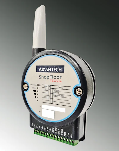 ShopFloorTracker captures and tracks process parameters such as temperature and pressure on an injection molding machine. Size of device is about 3' x 6' x 1'.