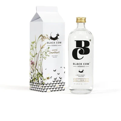Black Cow Vodka's new milk carton gift packaging tells the brand's unique story while using sustainable materials.
