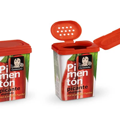 Carmencita's new paprika packaging features two functions and is made from a single material to ensure recyclability.
