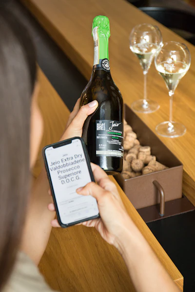 Consumers can scan the QR codes to learn product information specific to the batch of Prosecco in hand.