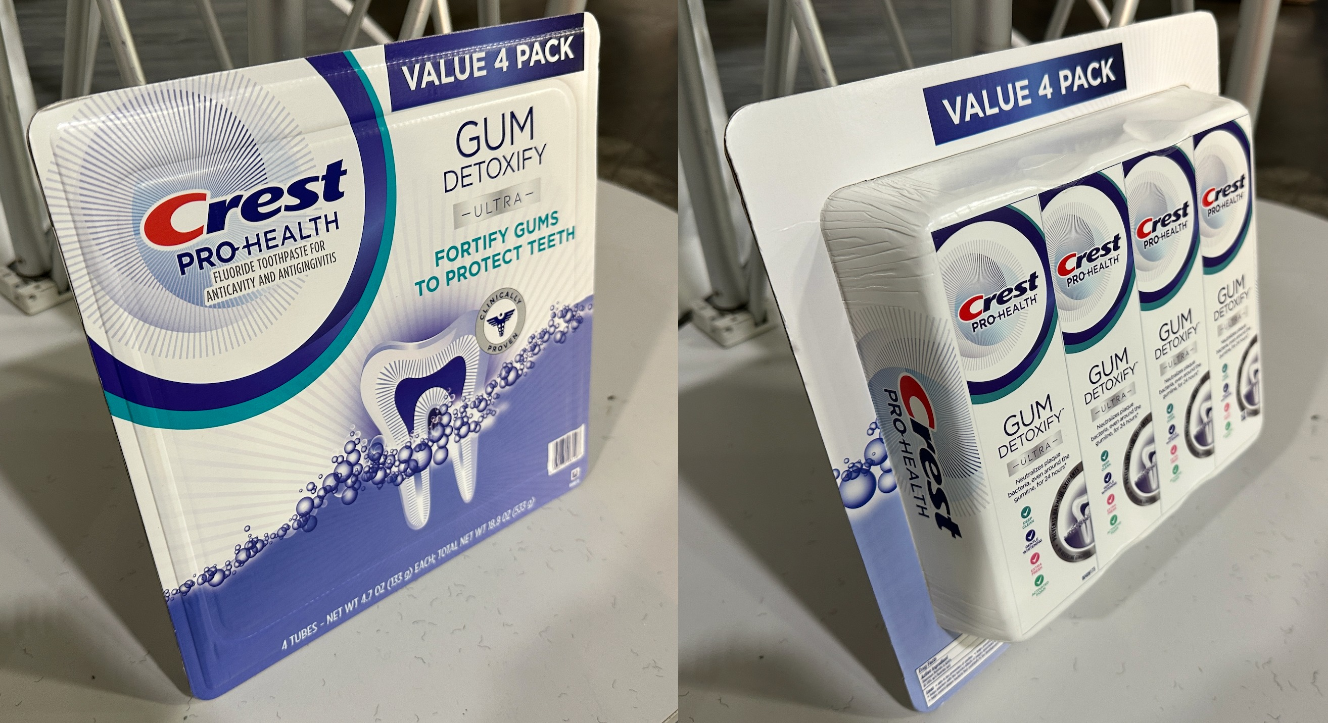 P&G's Crest Pro Health four-count value packs are in an all-paper blister using Atlantic Packaging cardstock, formed on Starview blister equipment.