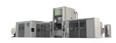 All in all, the efficient machine requires a smaller footprint, uses less energy, and produces less waste, dovetailing with the sustainable products it molds.