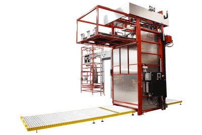 The Full Height Automatic (FHA) 5000 Depalletizer is capable of unloading pallets of glass, plastic or metal.