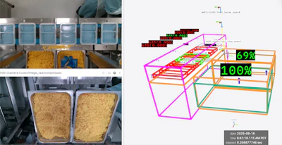 Chef robot camera visualization with bounding boxes.