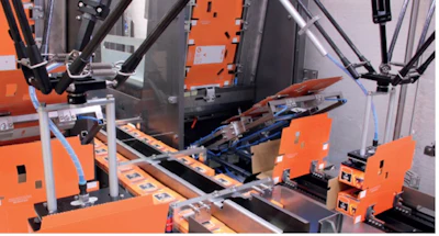 Bradman Lake's WR6X Wrap-around Case Packer&mdash;dual &lsquo;back to back&rsquo; pick and place robots.