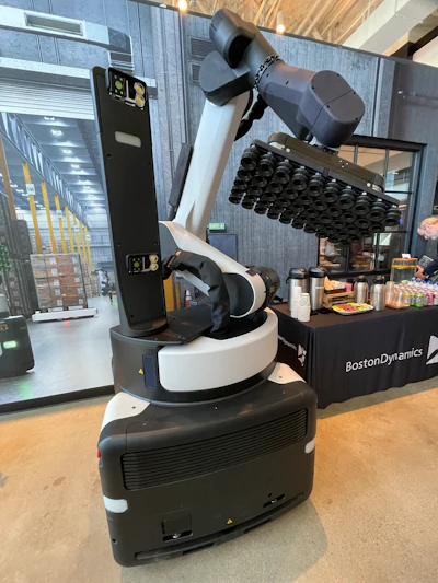 Stretch is another robot we saw in action, which is used to unload trucks at a dock.