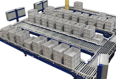 The MDR Accumulation Conveyor System pictured above has been modified due to space constraints in the testing area.