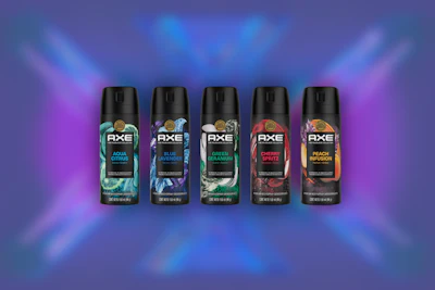 Axe Fine Fragrance aluminum aerosol can from Trivium Packaging features a proprietary lightweight alloy and precision metal printing that align technical engineering with scent-inspired design.