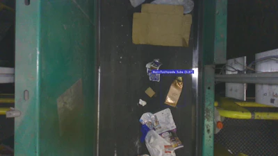 AI detection distinguishes between toothpaste and non-toothpaste tubes, improving dataset accuracy and enabling brands to assess how different materials and graphics affect sortation efficiency.